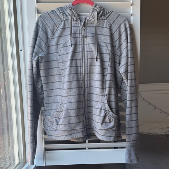 lululemon athletica Tops - Lululemon Gray Striped Zip Up Hoodie